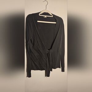 J. Crew Black Knit Wrap Cardigan with Tie
